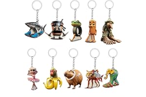 Aposemo 10PCS Italian Brainrot Toys, Tung Tung Sahur & More Unique Key Chain,Tralalero Tralala Figure,Brainrot Meme Shark Fig