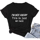 DANVOUY Women's V-Neck Cute Tees Funny Letter Printed T Shirt Graphic Tops