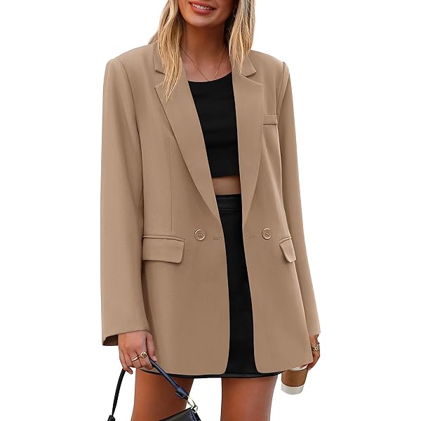 Womens Blazer Jacket Double Breasted Suit Jackets Business Casual