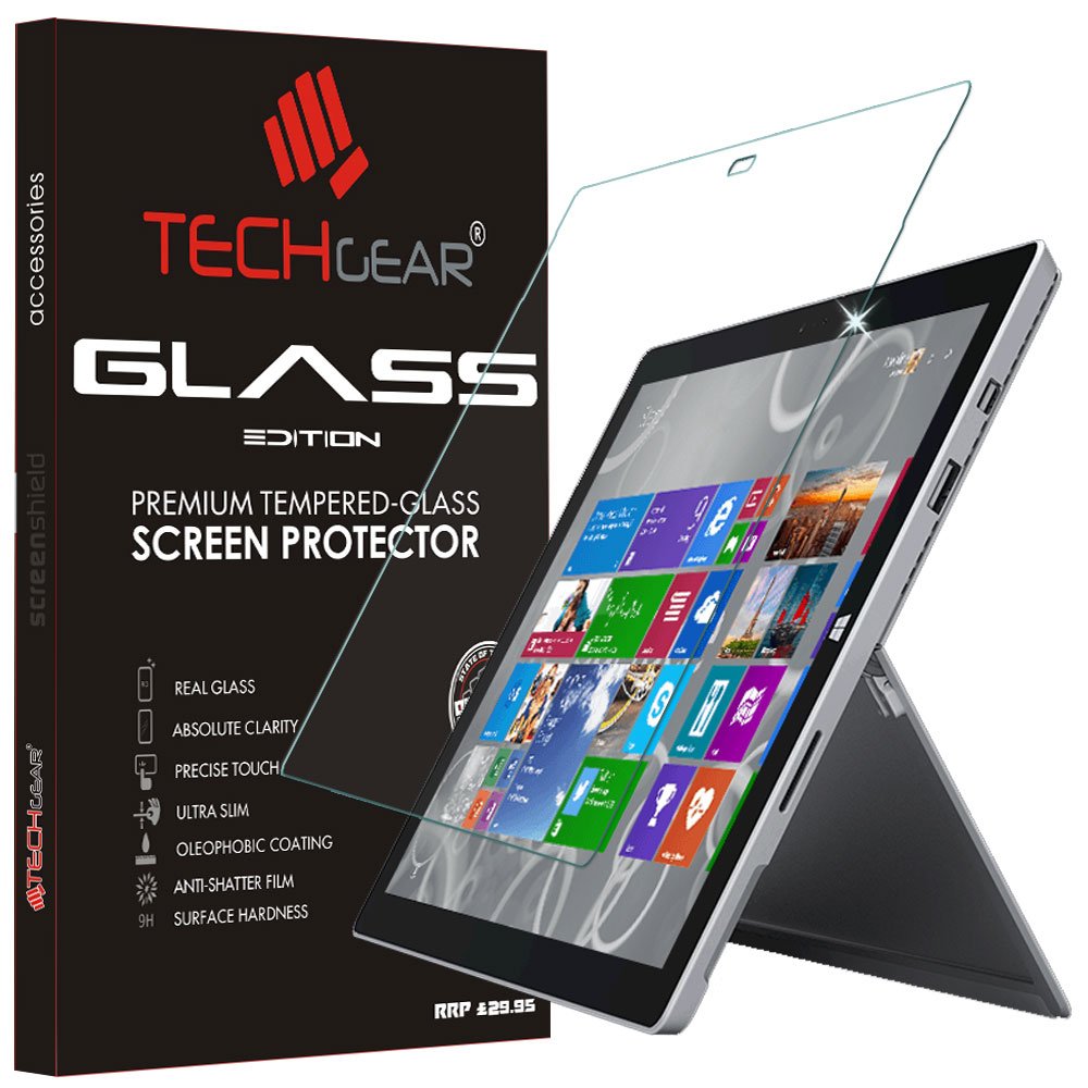 TECHGEAR GLASS Edition fits Microsoft Surface Pro 3 (12" Screen) - Genuine Tempered Glass Screen Protector Guard Cover Compatible with Microsoft Surface Pro 3 12"
