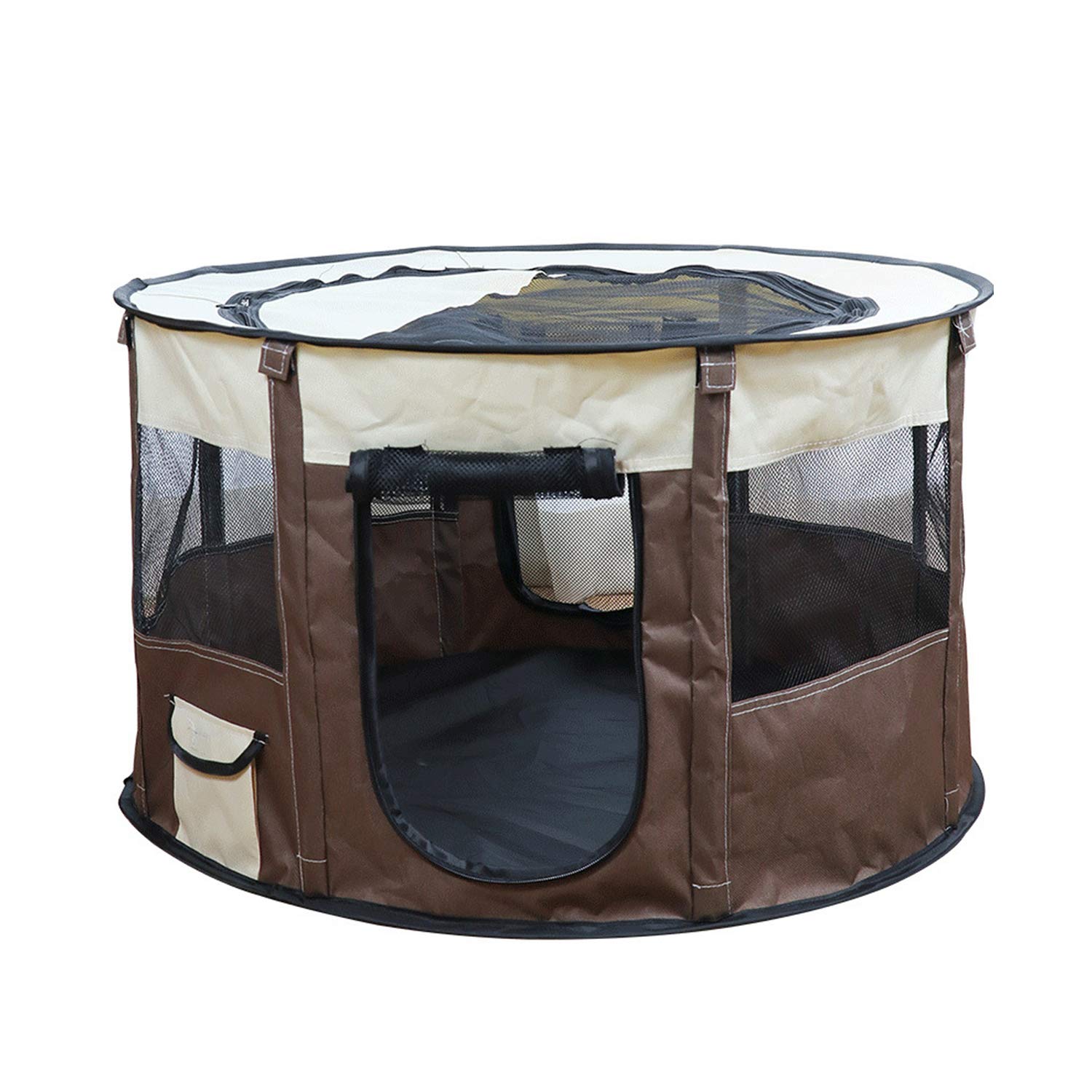 Portable Foldable Pet Playpen Exercise Pen Kennel Carrying Case Larges Puppies Cats Use Dog Cat Camping Tents (S, coffee)