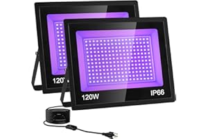 NEWREACH 120W Black Light Flood Light, Waterproof LED Blacklight for Glow Party Outdoor, Halloween, Birthday, Dance, Large Space, Switch+5ft Cord, 2 Pack