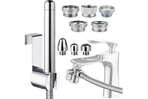 AITUOSI Handheld Shower with Faucet Douche Attachments, Shower 3 Heads in Aluminium - with Faucet Splitter, 59 inch Hose and Hook up Toilet or Wall Mount