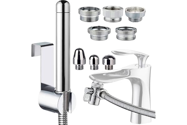 Shower Douche Attachments Aluminium Shower 3 Head Kit - with Faucet Splitter,Hose and Hook up Toilet or Wall Mount (Silver)