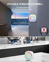 TECKNET Wireless Doorbell Battery Powered RGB Light IP66 400m Range view 3