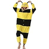 DarkCom Yellow Bee Onesie Halloween Costume One Piece Unisex Adult Pajamas Women Men Sleepwear Christmas Pajamas