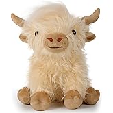 OROZCOR Microwavable Stuffed Animals Toy, Weighted Highland Cow Plush, Fluffy Cute Highland Cow Stuffed Animal Gifts for Kids Adults Girls Boys (Microwavable Beige Cow)