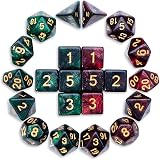QMay DND Dice Sets 2 X 11 Polyhedral Dice 22pcs with Pouches Red-Black