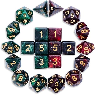 QMay DND Dice Sets 2 X 11 Polyhedral Dice 22pcs with Pouches Red-Black