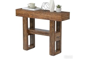 LITTLE TREE 41.34-Inch Farmhouse Console Table, 2-Tier Narrow Sofa Table for Behind Couch, Entryway Hallway Table with Storag