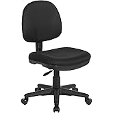 Office Star Pneumatic Sculptured Office Task Chair with Thick Padded Seat and Built-in Lumbar Support, Black