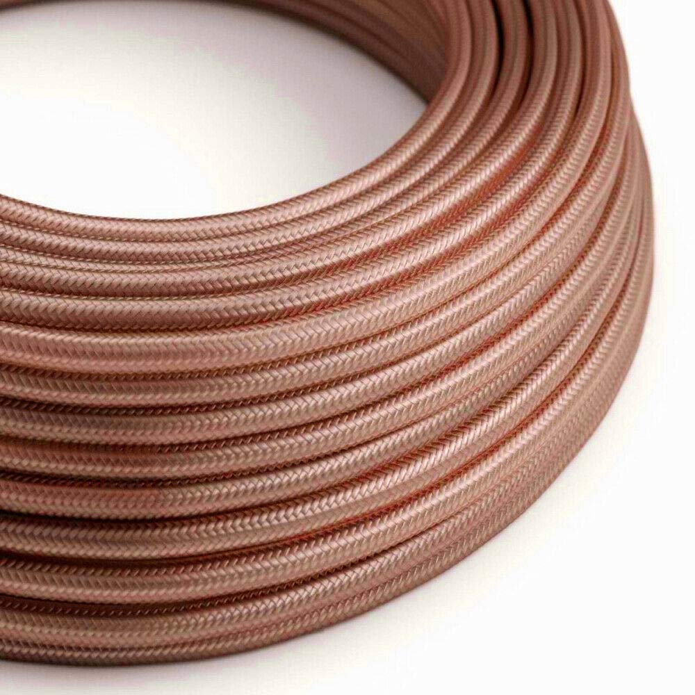 LEDSONE 5m Fabric Electrical Wire Rose Gold 2 Conductors Braided Light Cable 16.4ft Vintage 2 Core Round Lamp Cable 18 Gauge for Pendant Light Bulb Industrial DIY Project. — image 1