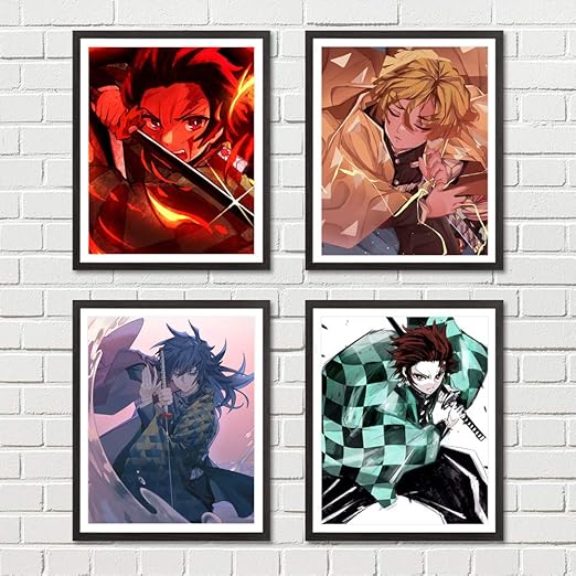 Amazon Com Japanese Manga Anime Demon Slayer Kimetsu No Yaiba Canvas Prints 8 X 10 Inches Poster Wall Art Decoration For Dorm Living Room No Frame Set Of 4 Posters Prints