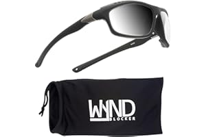 WYND Blocker Photochromic Clear-to-Smoke Wind Resistant Sunglasses Dry Eye Motorcycle Glasses (Model 335 - Black Matte, Photochromic Clear/Smoke)