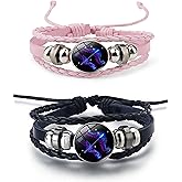 Rozozo 2Pcs Twelve zodiac spirit bracelet adjustable Twelve zodiac leather bracelet jewelry accessories for zodiac enthusiasts
