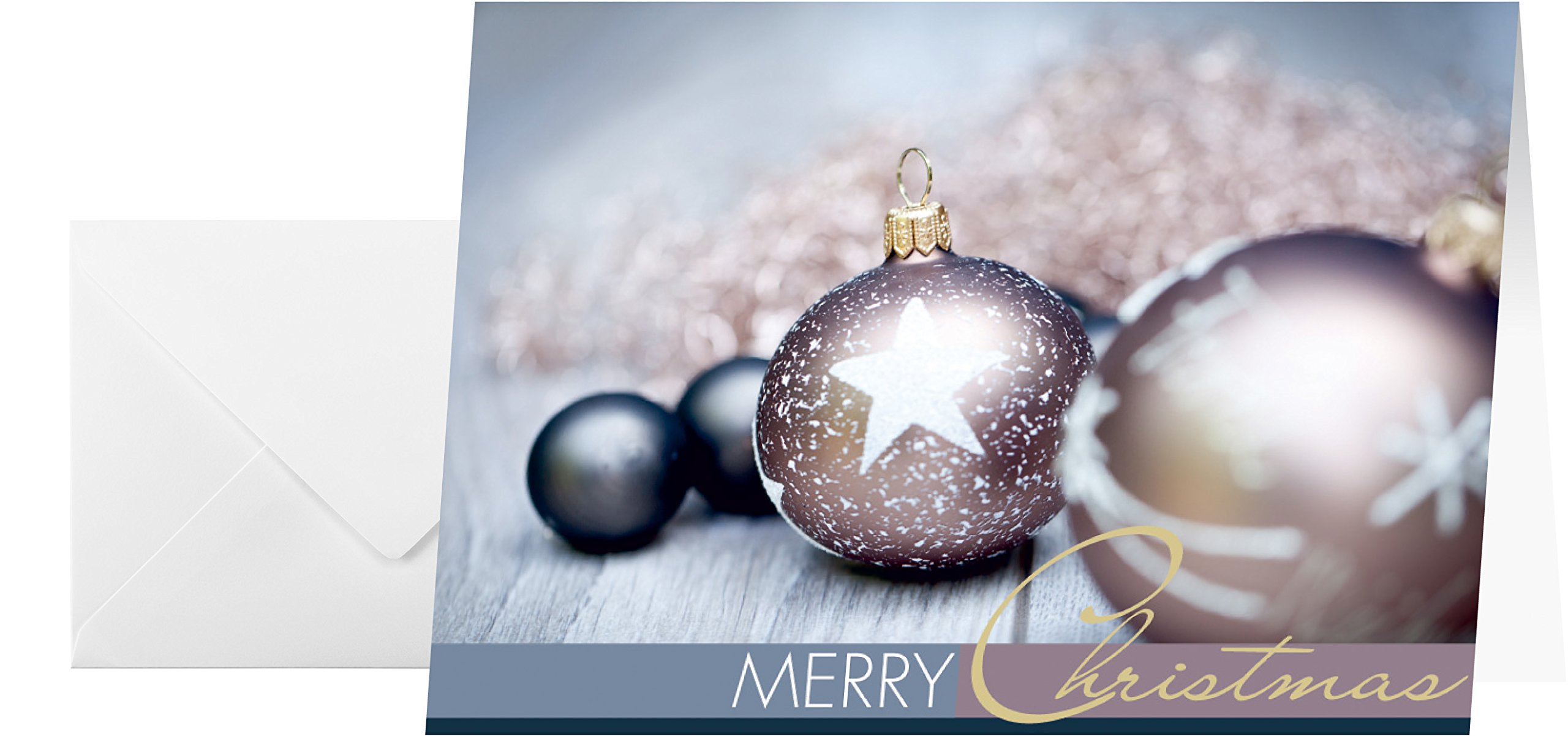 SIGEL DS024 25 Christmas or greeting cards with envelope, Christmas decorations design, 10.5 x 14.8 cm, bronze and silver, easy to print