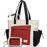 Wytidian 2PCS Women Tote Bag, Puffer Lightweight Shoulder Bags, Quilted Nurse Totes with Zipper for Work, Traveling, College