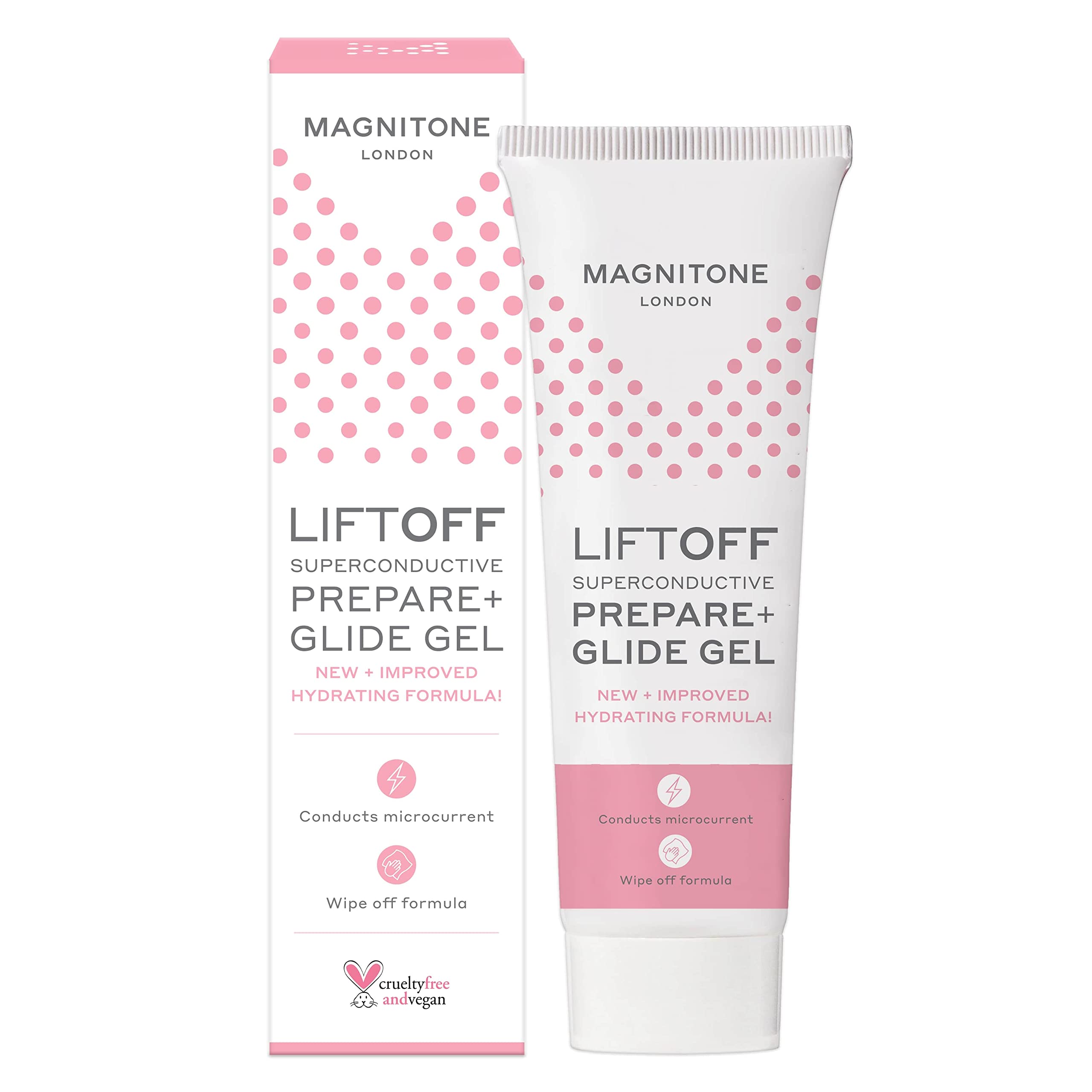 MAGNITONE LiftOff Superconductive Prepare + Glide Gel for EMS Microcurrent Facial Toning & RF Radiofrequency Devices, Hydrating Wipe Off Formula, Water-Based, Fragrance Free (Pack of 1)