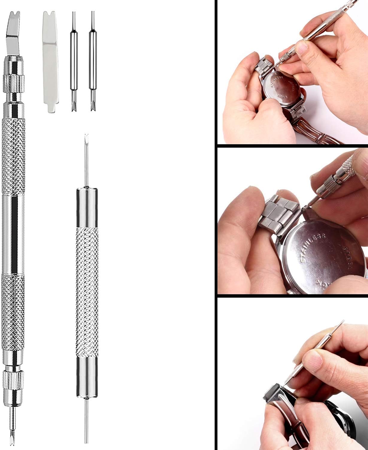 Watch Repair Kit, Professional Watch Band Link Removal Tool, Watch Battery Replacement Tools, Spring Bar Tool Set with Carrying Case: Watches
