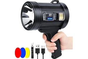 Sigoobal Rechargeable Spotlight Flashlight, 99,000 Lumens Spot Light Handheld Spot Lights, LED Spotlights with COB Light,Super Bright Hand Held Spotlight for Boat
