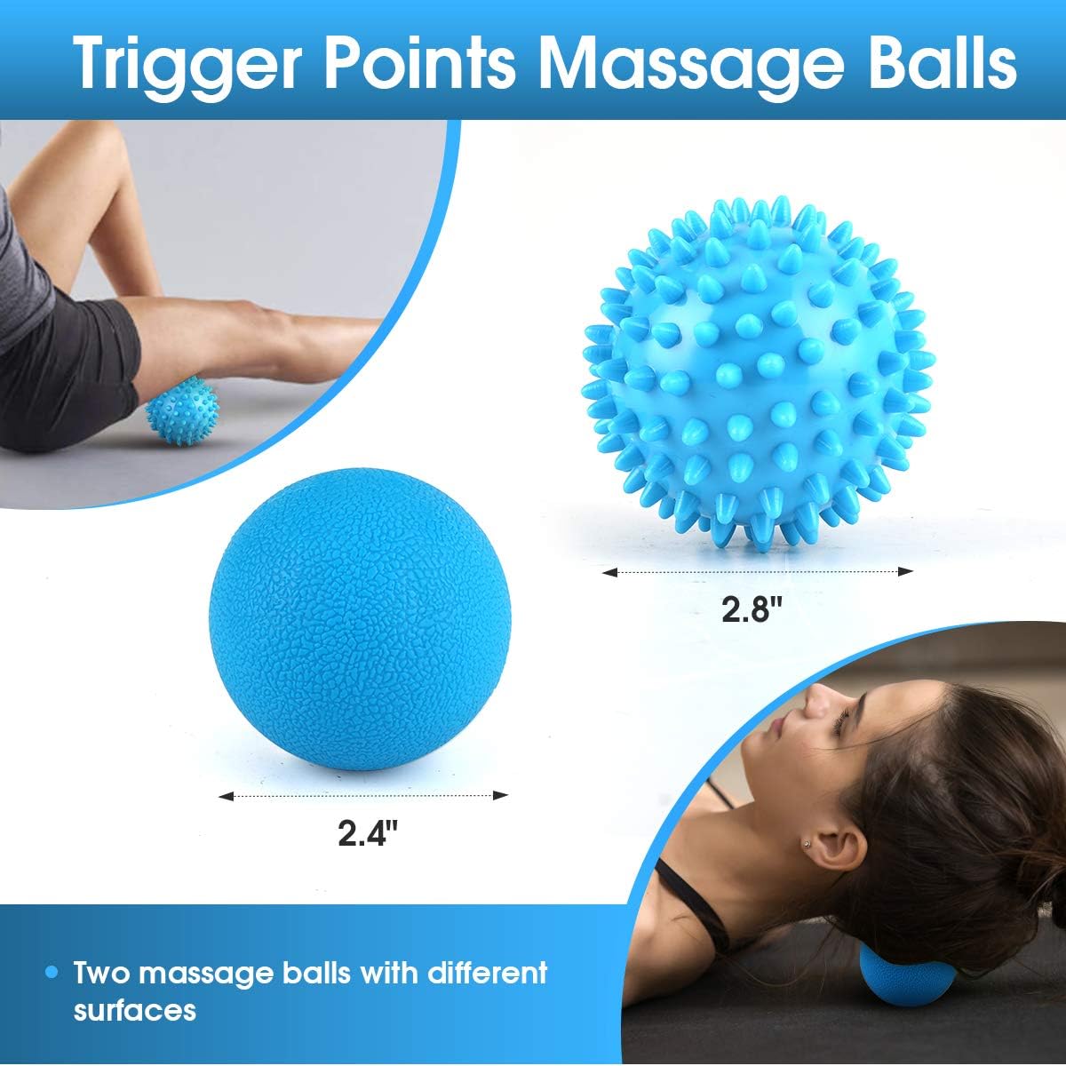 KeShi Foam Roller Set, 18” Muscle Foam Roller, 17” Massage Roller Stick, Spiky Massage Ball, Solid Ball, and Stretching Strap, Perfect for Pain & Tightness Relief Home Gym Set: Health & Personal Care