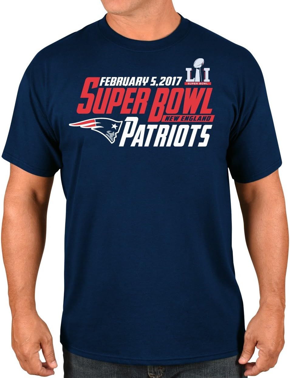 Amazon Com Majestic New England Patriots Nfl Super Bowl Li 51 Hash Mark S S Men S T Shirt Athletic Shirts Clothing