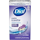 Dial antibacterial deodorant bar soap, Calm &amp; Soothe lavender &amp; twilight jasmine scent, 4 oz, 32 bars, dermatologist tested, with clean rinse technology