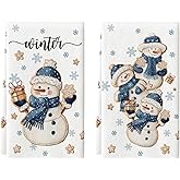 Artoid Mode Snowman Star Snowflake Winter Kitchen Towels Dish Towels, 18x26 Inch Farmhouse Holiday Decoration Cleaning Set of 2