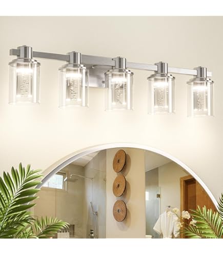 Shower Lamp Waterproof SineRise 2-Light Brushed Nickel Vanity