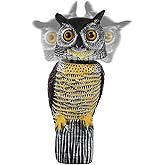 Glintoper Plastic Fake Owl Wagging Head Outdoor Statues 16.5 inch, Bird Scarecrow Horned Decoy, Bird Deterrents Scary Birds Away, Nature Enemy Pest Repellent for Outdoor Garden Yard Protectors