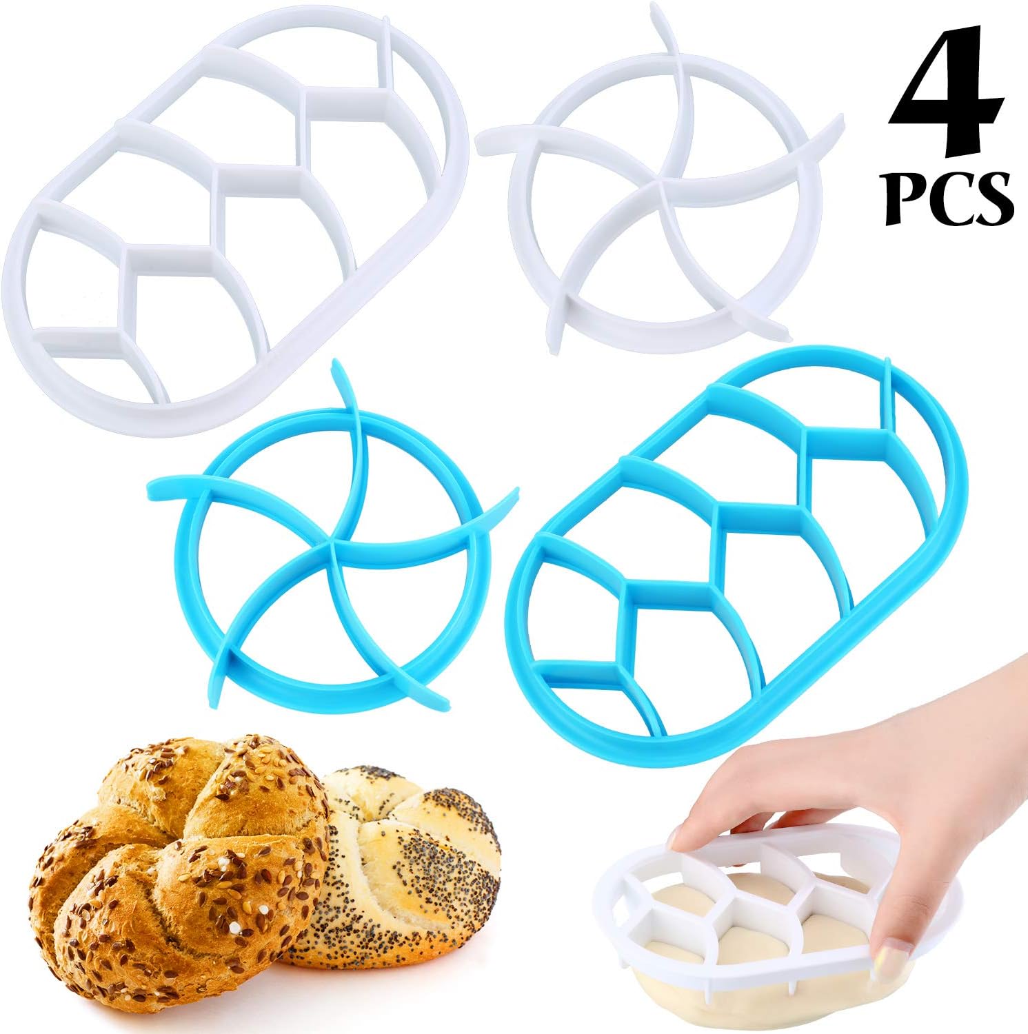 4 Pieces Bread Dough Press Mold Set Baking Bread Rolls Mold