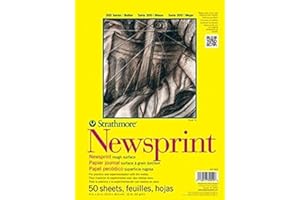 Strathmore 300 Series Newsprint Paper Pad, Tape Bound, 14x17 inches, 50 Sheets (32lb/52g) - Art Paper for Adults and Students - Practice Sketching with Charcoal, Graphite and Pencil