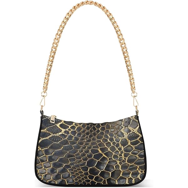 Amazon.com: ALAZA Snake Skin Print Gold Shoulder Bag Purse for