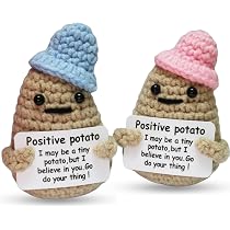 Positive Potato Knitted Doll – 2.75 Inch Funny Cute Potato With Positive Message Cards, Encouragement Gift