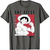 One Piece Anime Colorblock Luffy Red with Kanji T-Shirt
