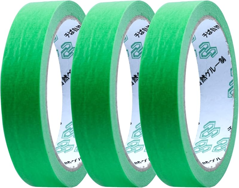 Udewo 3 Rolls Green Low Tack Masking Tape 24mm x 20m Painters Tape for