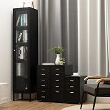 HollyHOME 5-Drawer Mobile File Cabinet with Casters, Black Metal Storage view 8