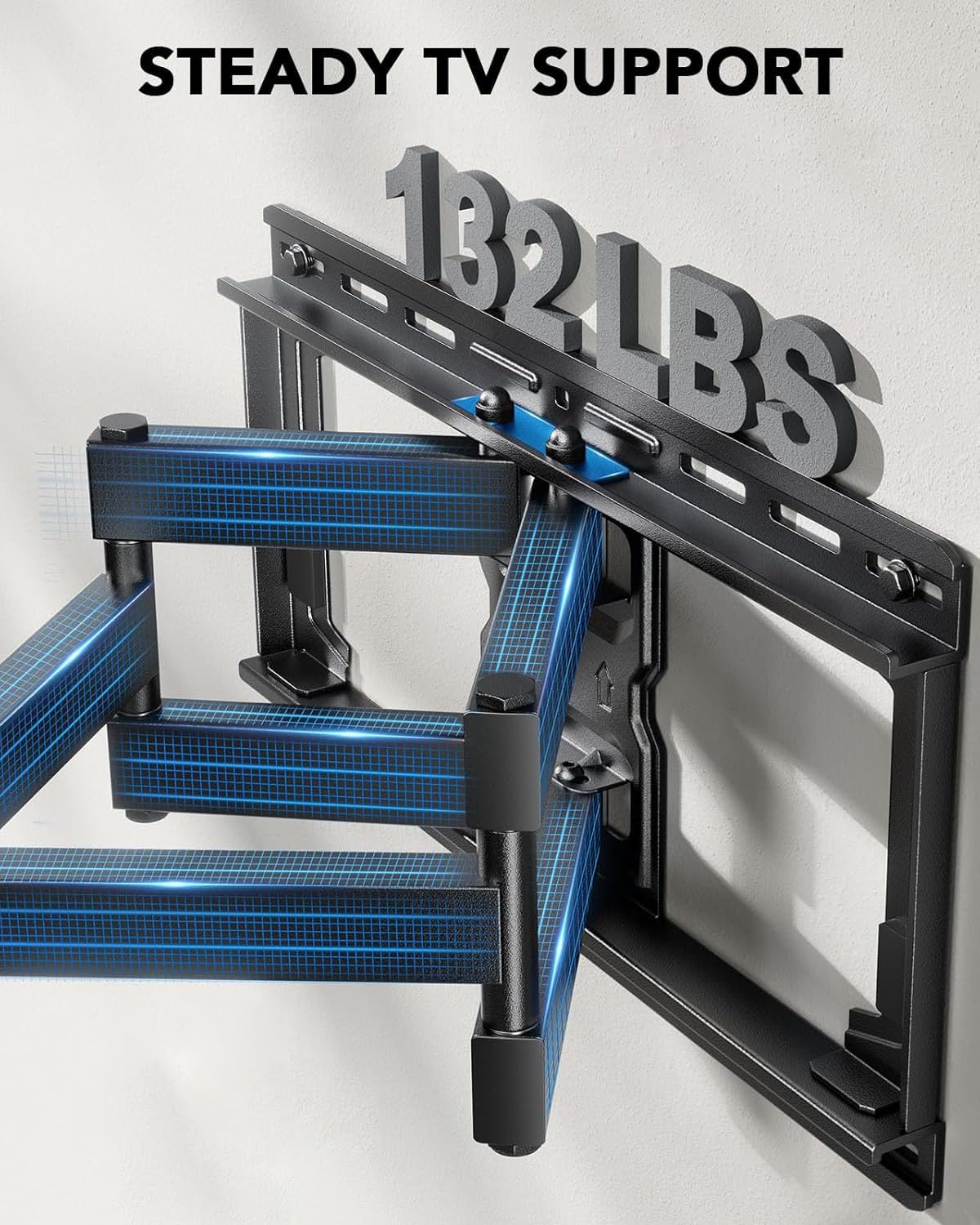 Pipishell Full Motion TV Wall Mount for 42-85 inch Flat Screen LED TV up to 132lbs Swivel Dual Articulating Arms Mount, Tool-Free Tilt Bracket Max VESA 600x400mm, Fits 8” 12” 16