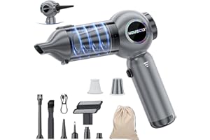 HOUSCLY Handheld Car Vacuum Portable Cordless 25000Pa High Power Small Mini Hand Vacuum Cleaner Rechargeable 4-in-1 Compressed Air Duster Blower Pump Wireless Handheld Vac for Car Office Desktop Home Cleaning