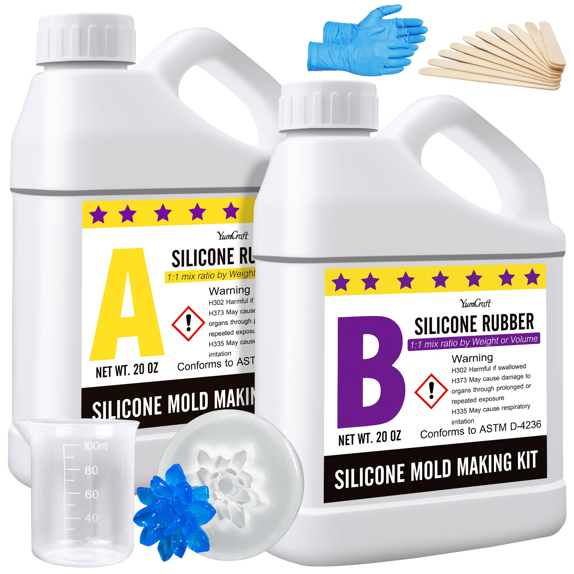 Silicone Mould Making Kit - 40oz Elastic Liquid Silicone Rubber for Making Silicone Mould, Casting - Fast Cured Translucent 18A Moulding for DIY Resin, Candle, Soap Mould, Crafts