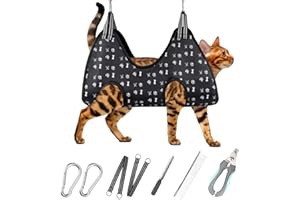 ATESON Pet Grooming Hammock Harness for Nail Trimming (XS 12lb), Sling Holder Hanger for Nail Clipping with Clippers, File, and Comb