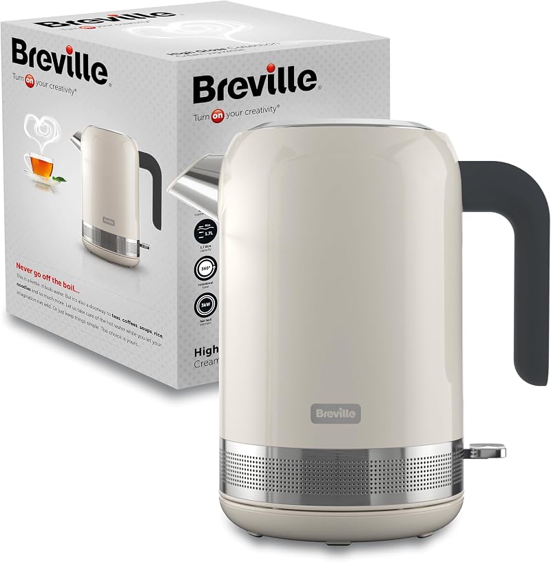 Breville High Gloss Electric Kettle 1.7L 3kW Cream Stainless VKT153