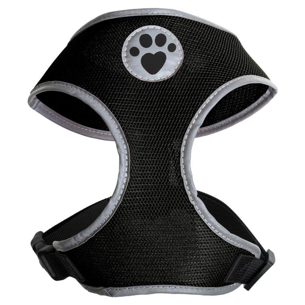 iGadgitz Home U7046 - Sweat-Proof Dog Harness, Puppy Harness, Walking Dog Vest in with Reflective High Visibility Piping & Secure Lockable buckle - Black - Small