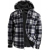 Butygity Heavyweight Hoodies for Men Zip Up Sweatshirts Plaid Flannel Sherpa Fleece Lined Winter Jacket Warm Coat