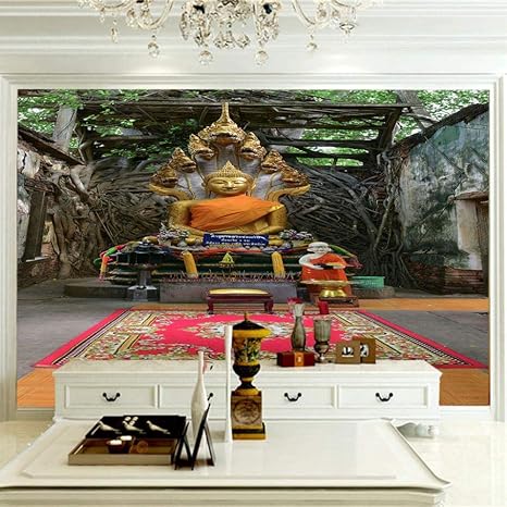 Amazon 壁の装飾 仏像 3d壁の装飾絵画壁の装飾紙壁紙壁画 400x280cm 壁紙