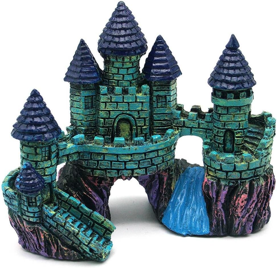 Aquarium Ornament,Cartoon Resin Castle Aquariums Castle Decoration Aquarium Fish Tank Tower (A)