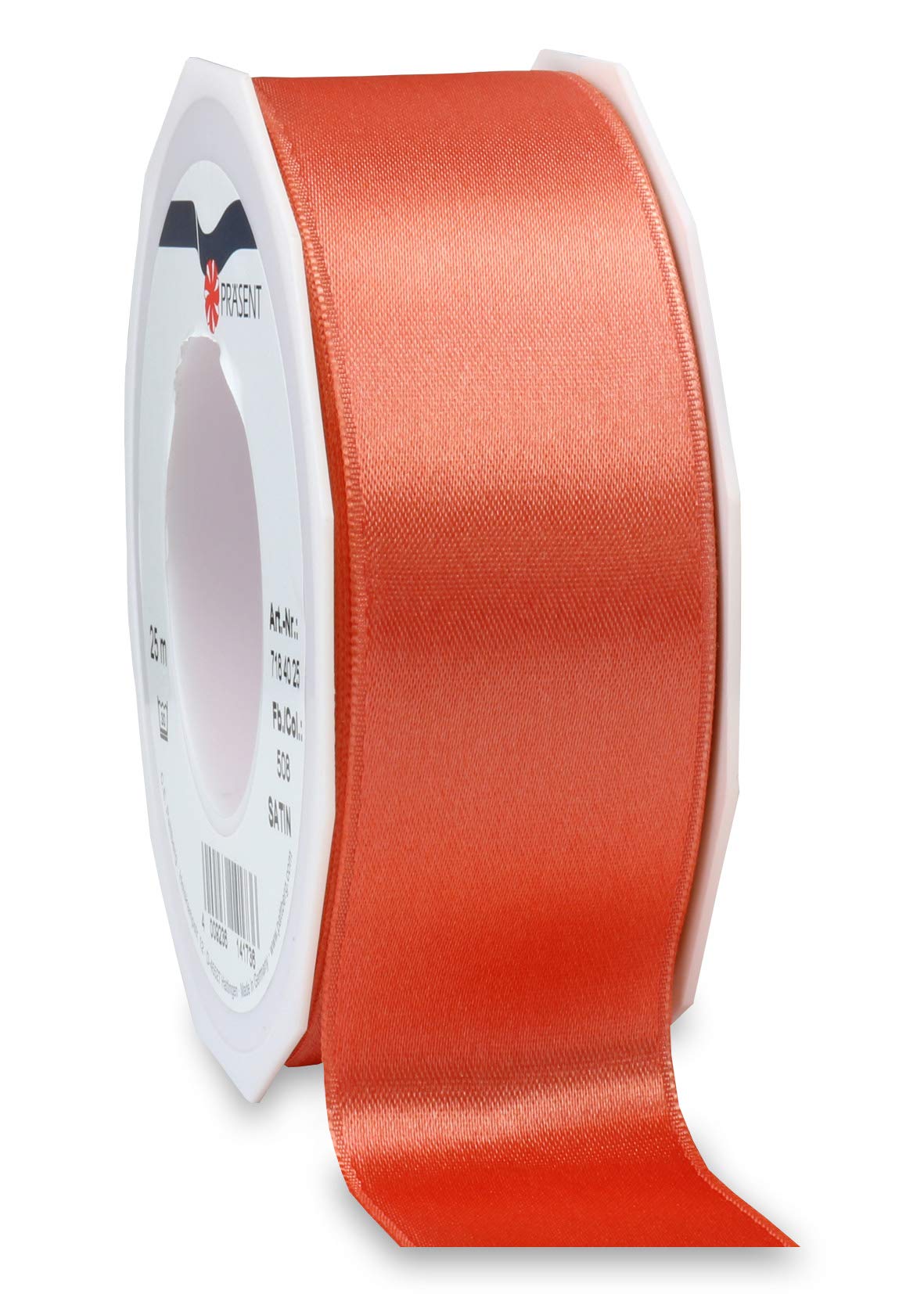Präsent - Satin Ribbon Living Coral 40 mm Width, 25 m Length