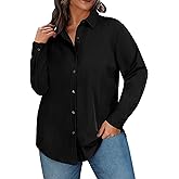 ForHailey Plus Size Button Down Shirts for Women Long Sleeve Collared Casual Shirt Office Work Classic Blouse Tops XL-5XL