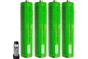 NRAONRN 4 Pack NI-MH AAA Rechargeable Battery for Panasonic, 1.2V 400mah AAA Rechargeable Batteries for Panasonic Cordless Phones Handset, Remote Controls, Electronics