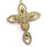 CACALOSS Catholic Jesus Cross Religious Pendant Gold